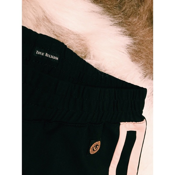 TRUE RELIGION SWEATPANTS STREETWEAR FLARE PANTS ATHLEISURE WEAR PINK & BLACK - Picture 5 of 8